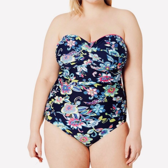 Ann Cole Twist Front Shirred Swimsuit Size 20W - Picture 4 of 16